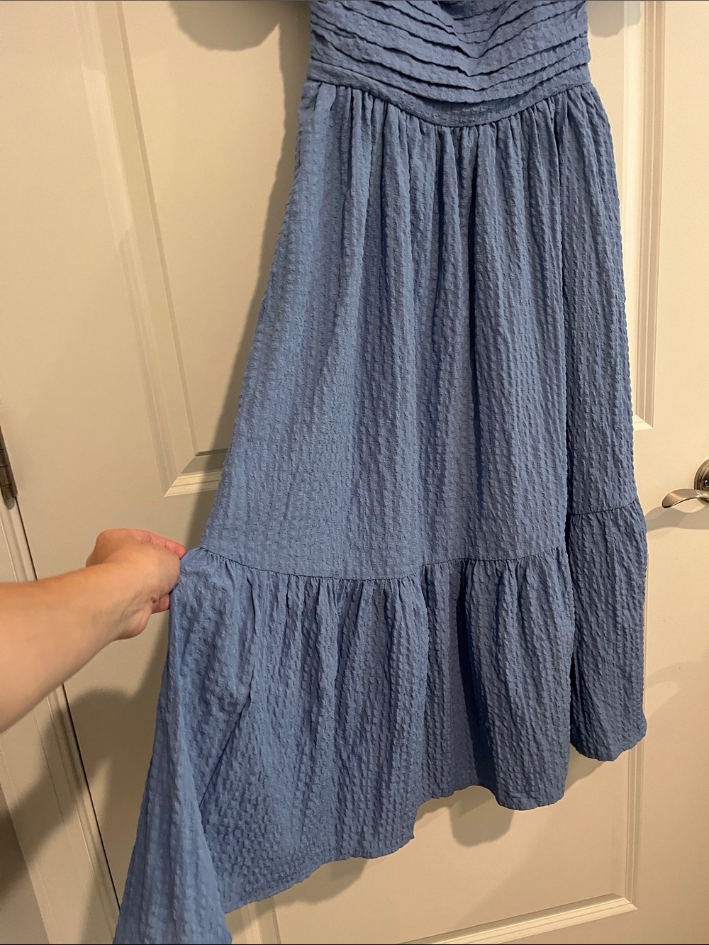 Abercrombie & Fitch Dusty Blue Puff-Sleeve Midi Dress - Picture 5 of 6